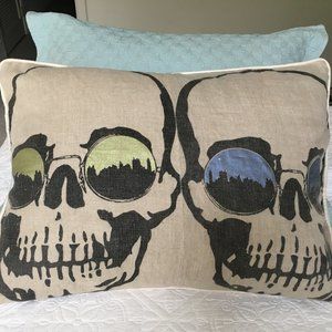 Skull Design Linen Pillow Cover